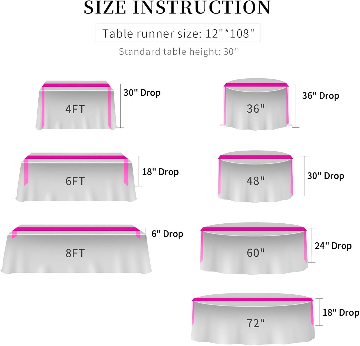 10 Pack Pink Table Runners