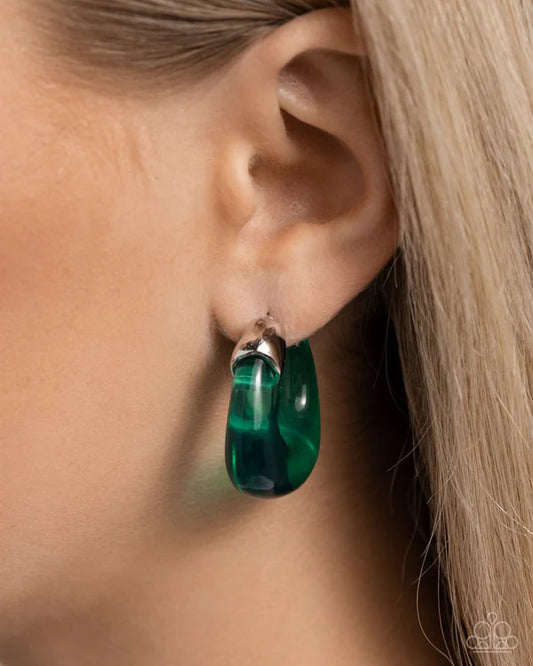 Clear Charm Green Earrings