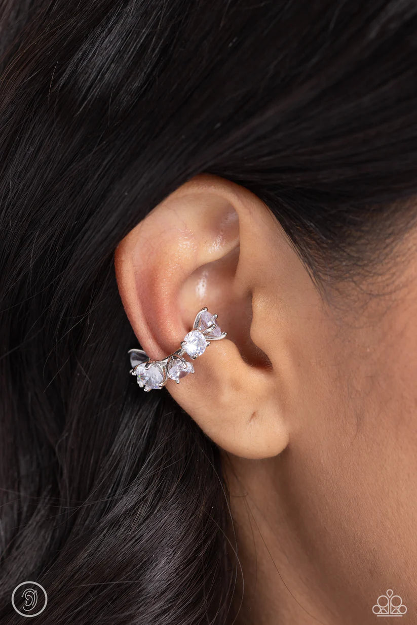 Breathtaking Blend White Earring-Cuff