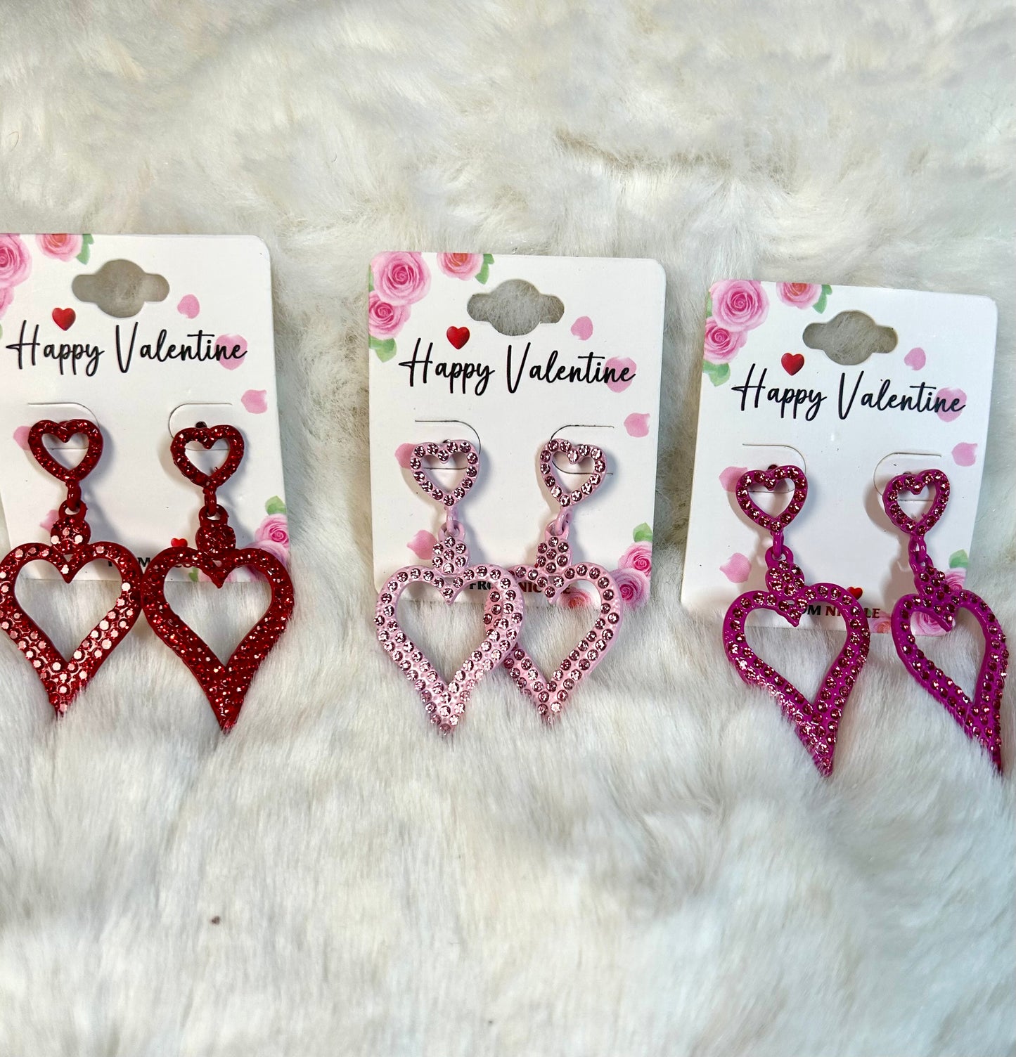 Rhinestone Double Heart Earrings