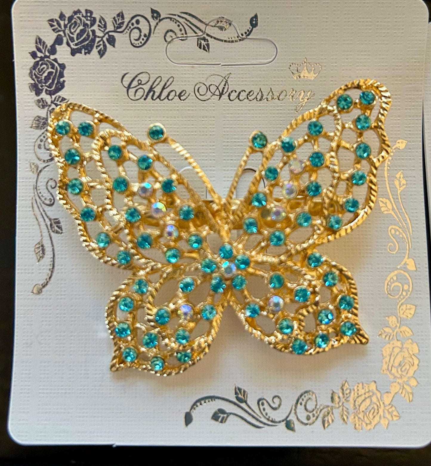 Large Rhinestone Butterfly Brooch