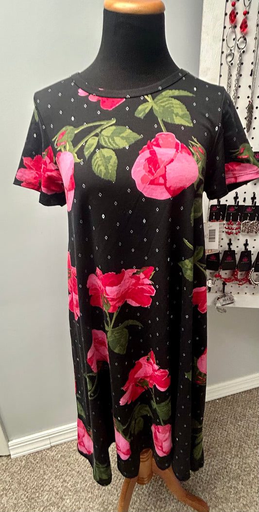 LuLaRoe Carly Swing Dress Pink Floral