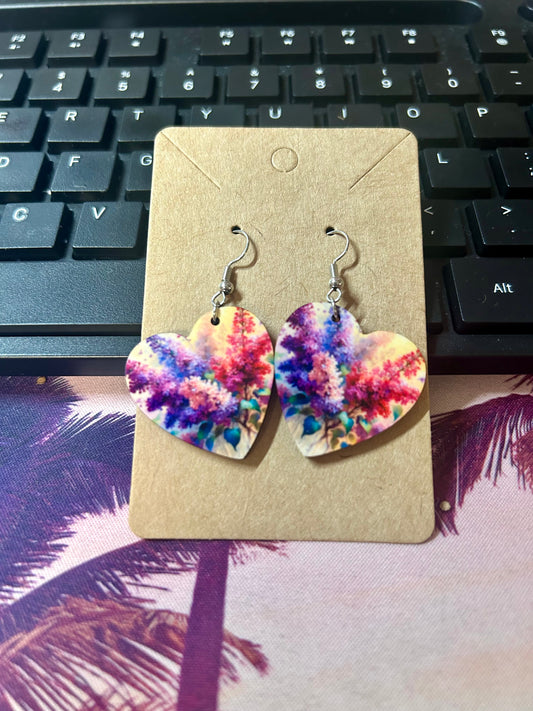 Heart Earrings-Water Color