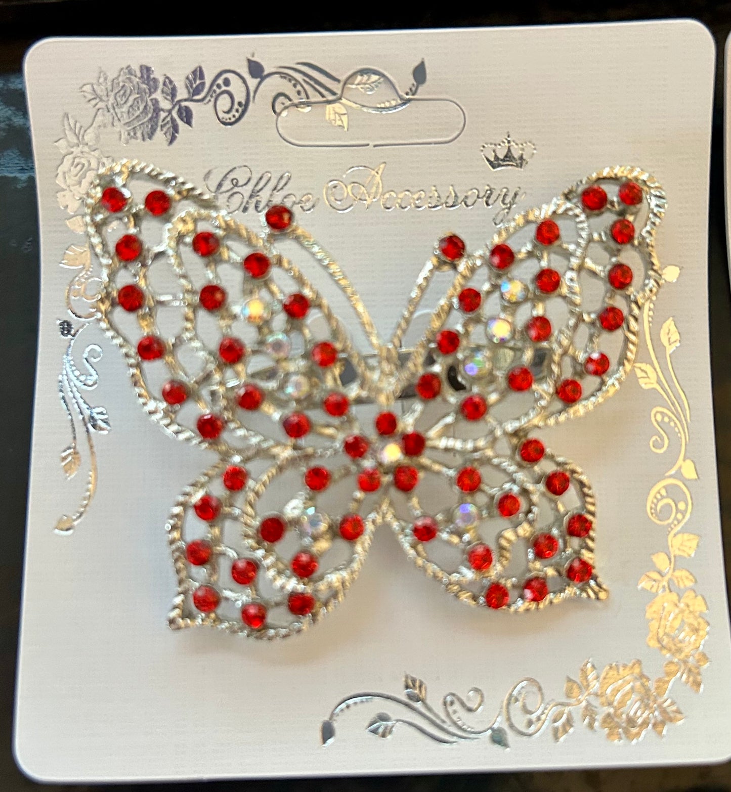 Large Rhinestone Butterfly Brooch