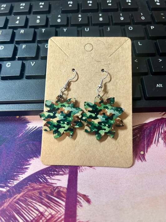 Flower Earrings-Camo