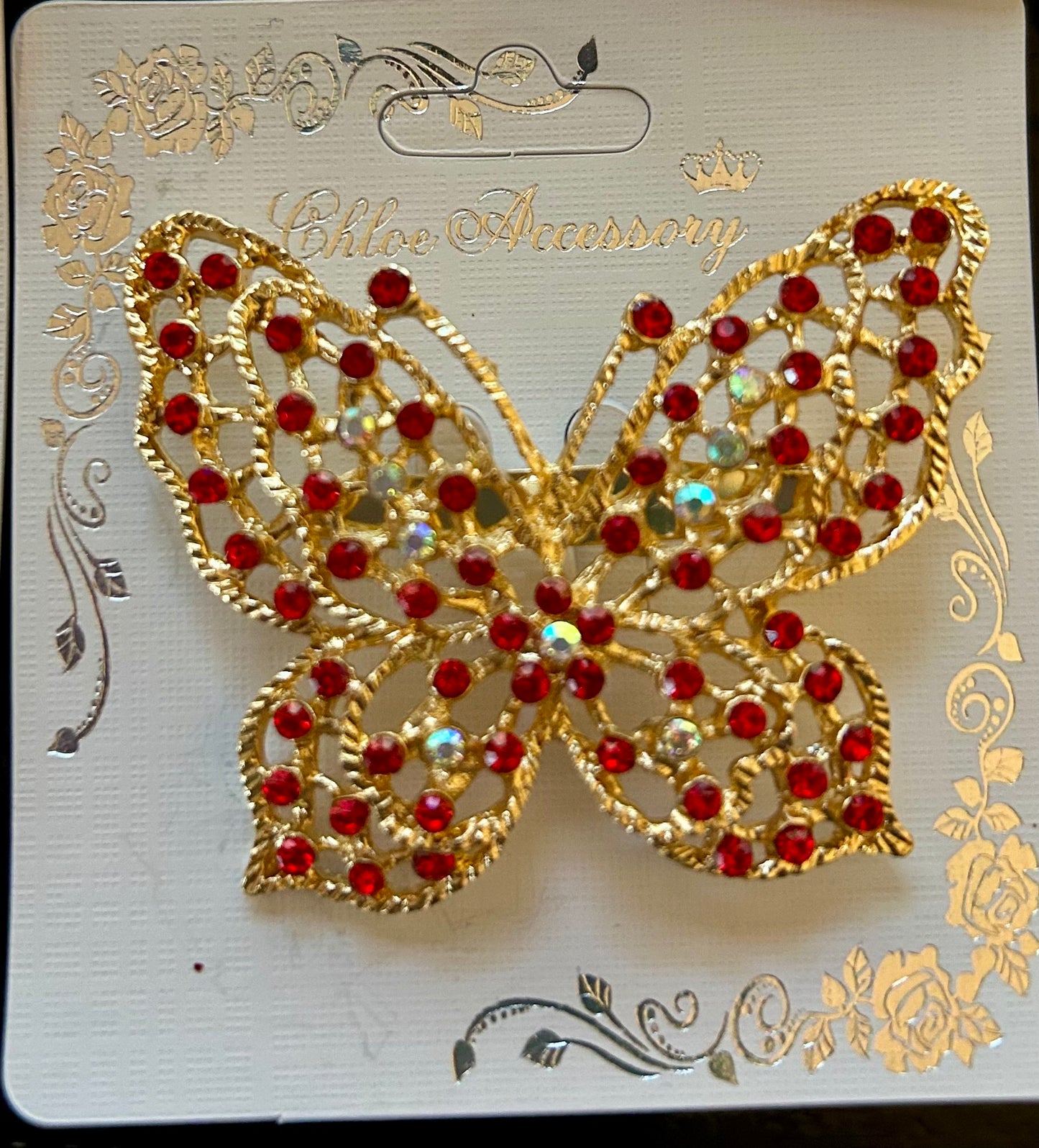 Large Rhinestone Butterfly Brooch