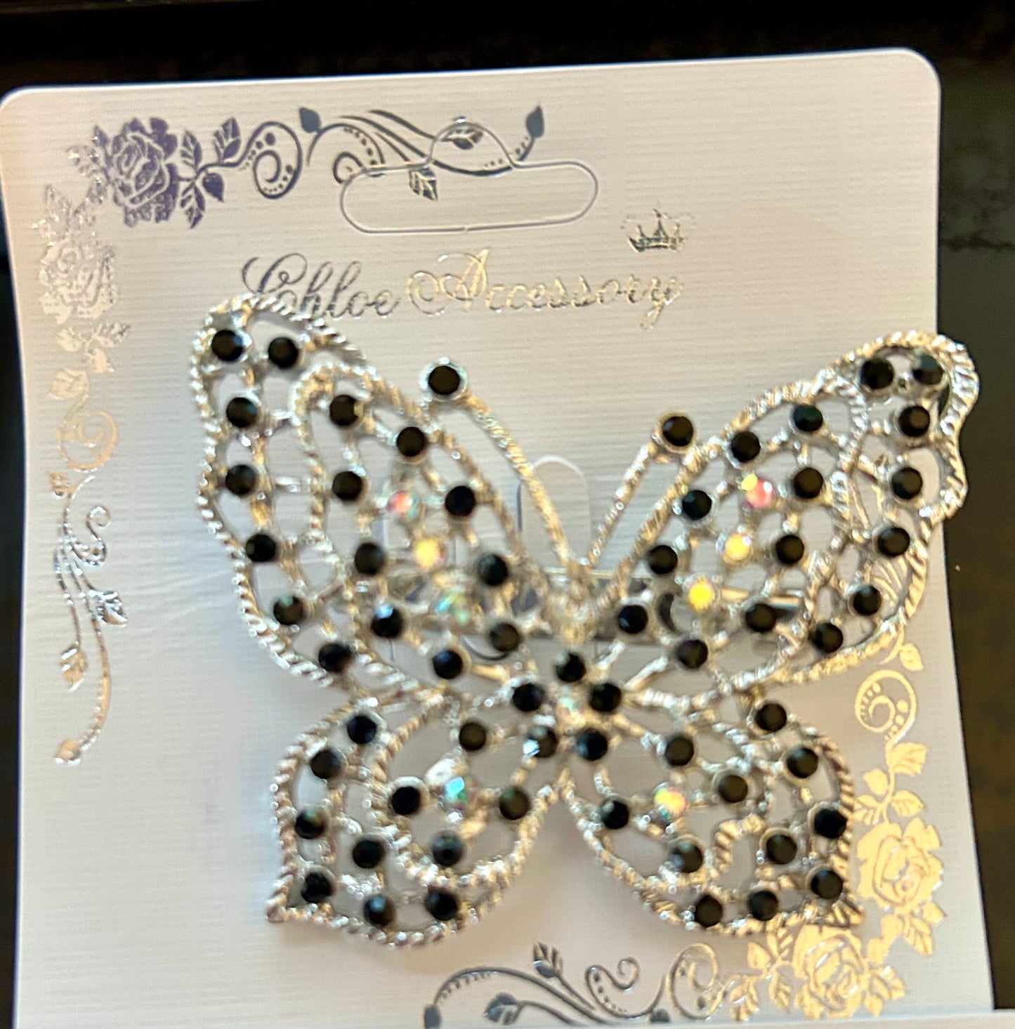 Large Rhinestone Butterfly Brooch