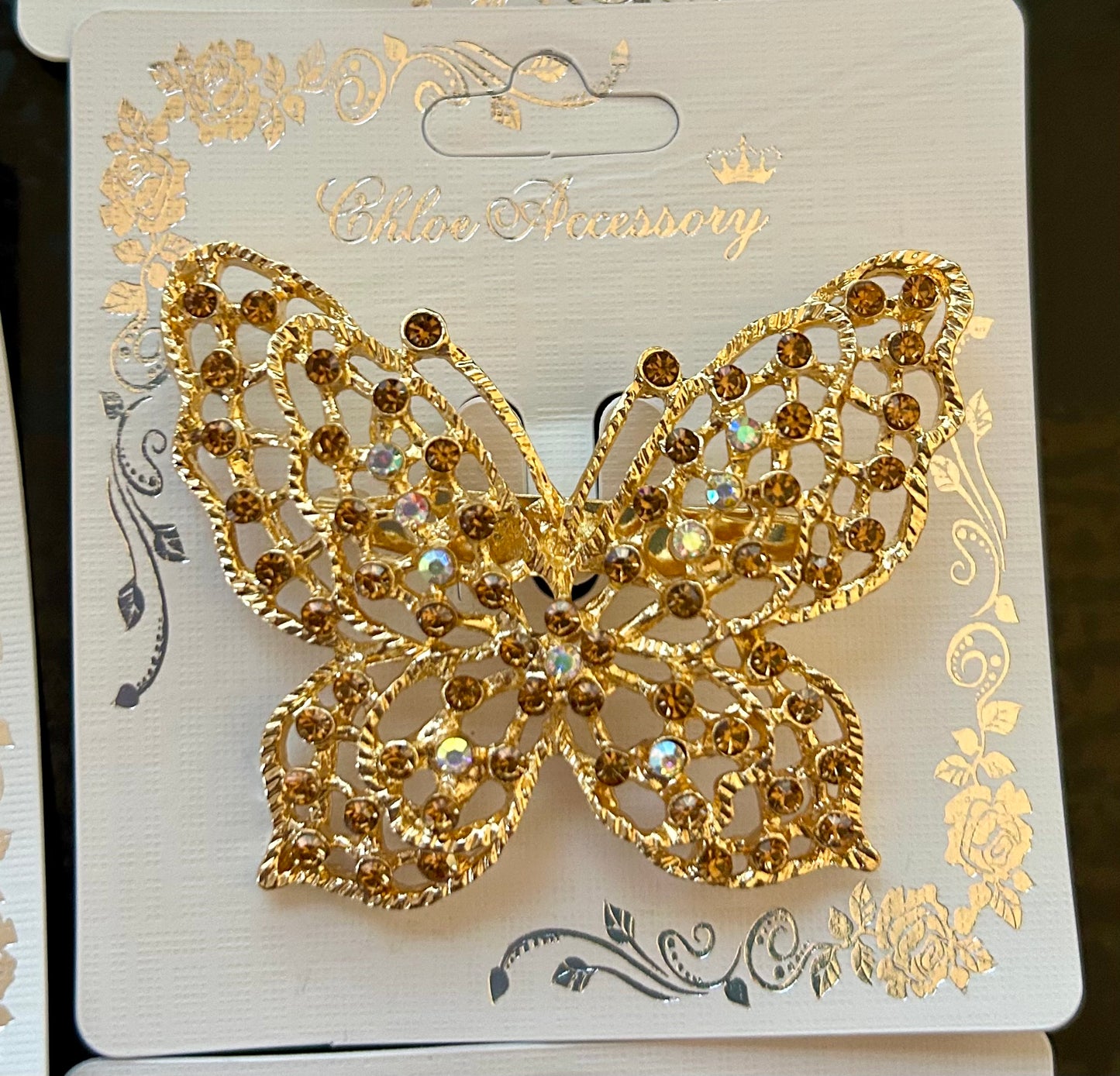 Large Rhinestone Butterfly Brooch