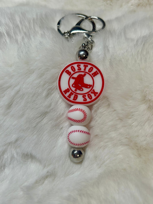 Red Sox Beaded Keychain