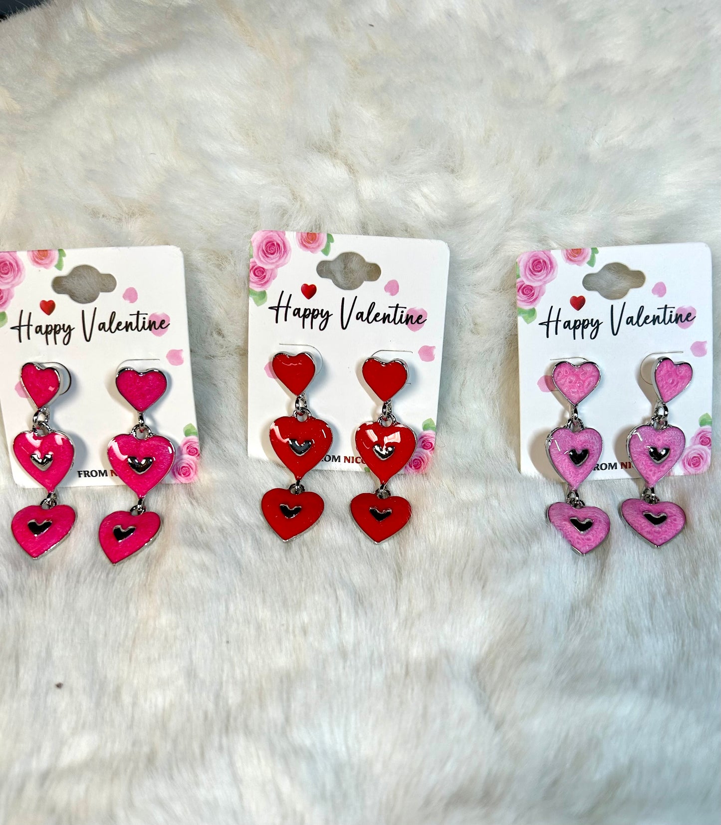 3 Tier Heart Earrings