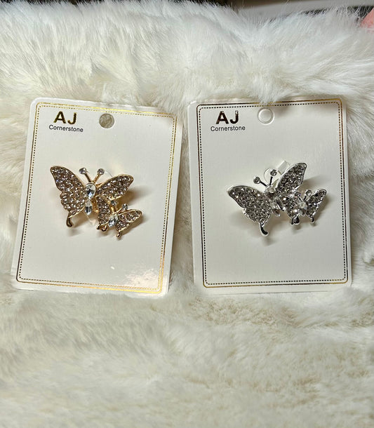 Rhinestone Butterfly Pin