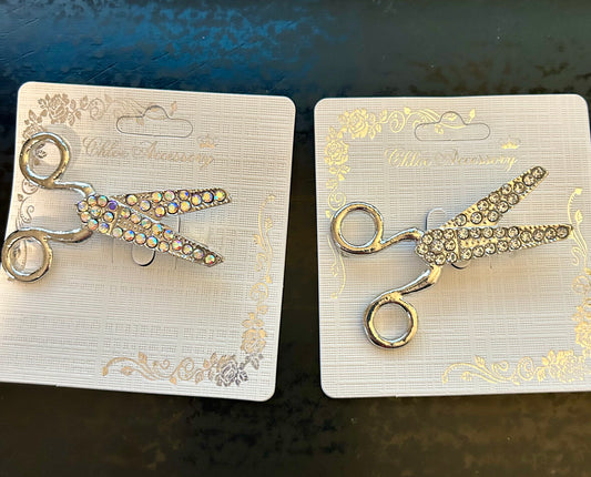 Rhinestone Scissors Brooch