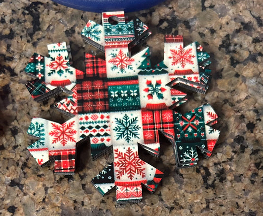 Red & Green Square Snowflake Ornament