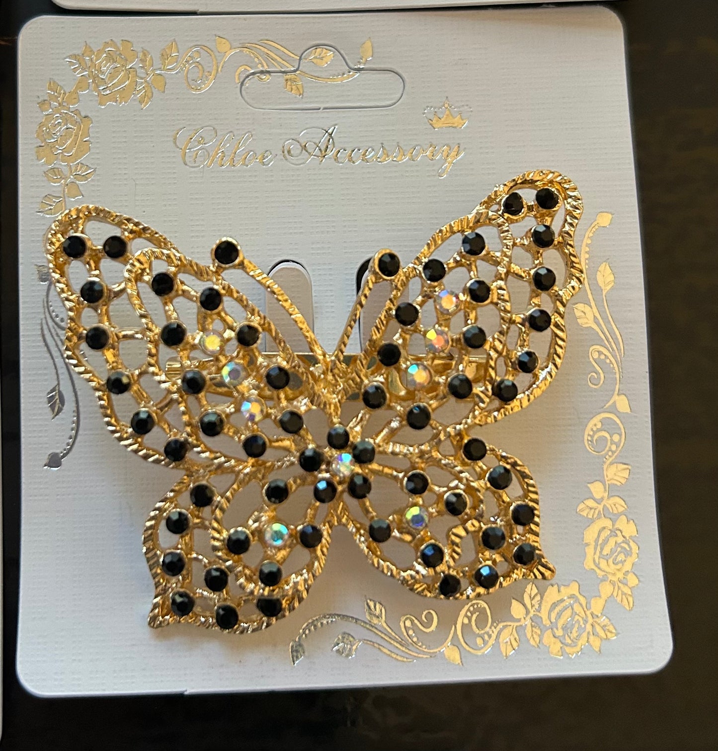 Large Rhinestone Butterfly Brooch