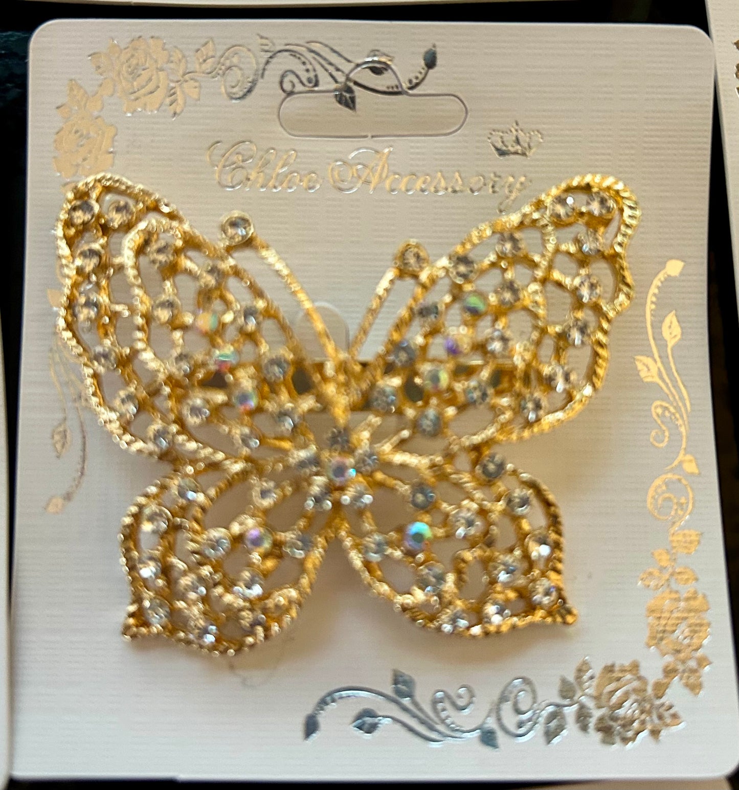 Large Rhinestone Butterfly Brooch