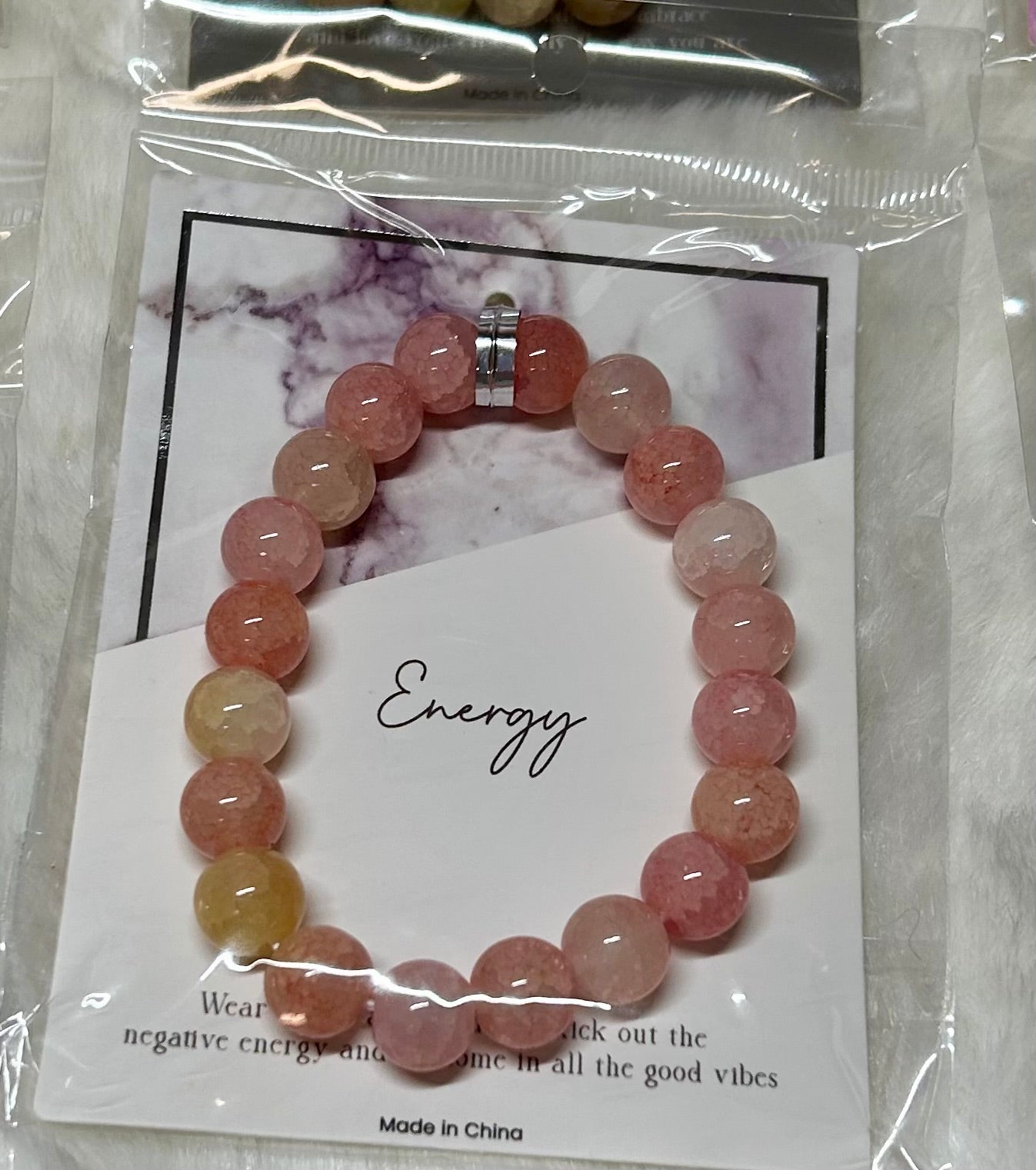 Glass Bead Encouraging Stretch Bracelet