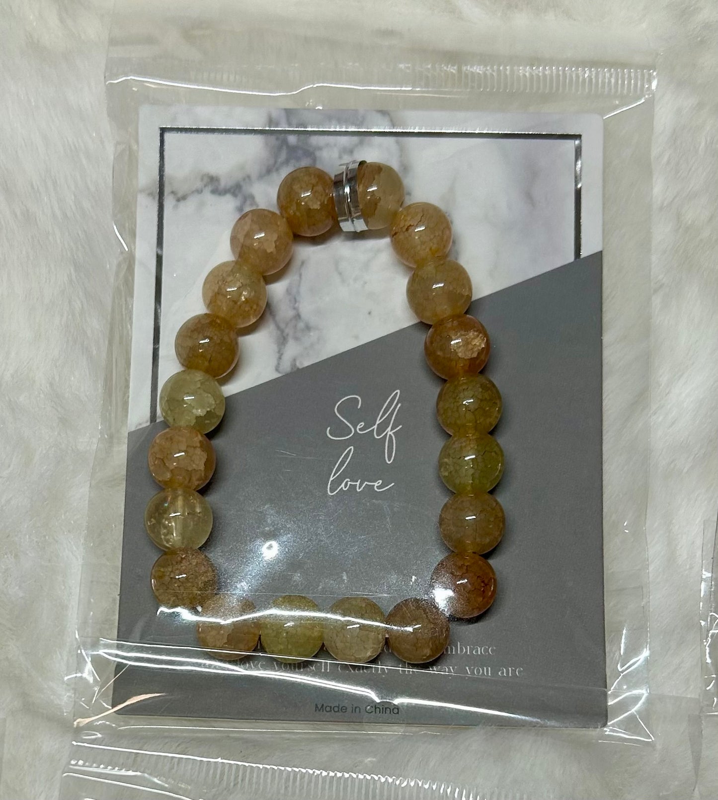 Glass Bead Encouraging Stretch Bracelet