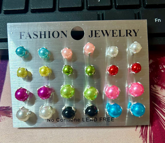 Pearl Multi Color Earring Set