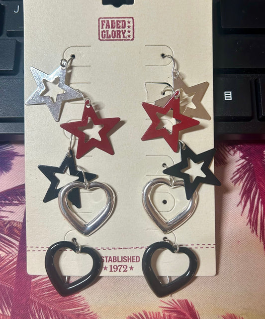 Heart & Star Earring Set