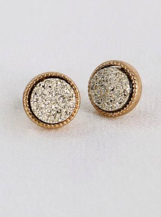 Gold & Silver Druzy Earrings