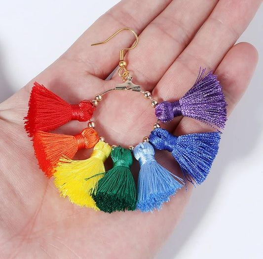 Rainbow Tassel Earrings