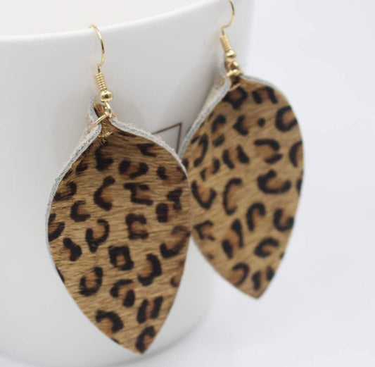 Animal Print Leaf Shaped Earrings