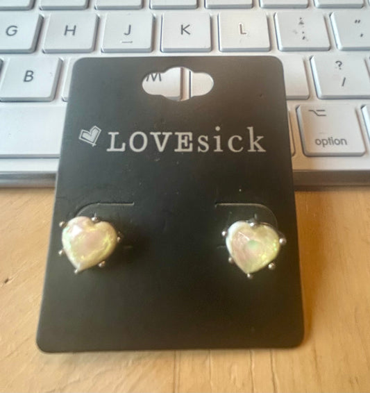 Cream Fire Opal Stud Earrings