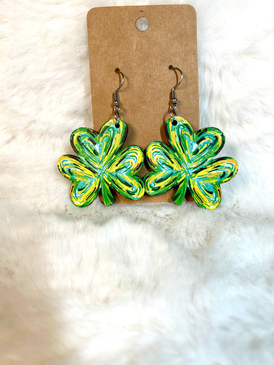 Multi Color Shamrock Earrings