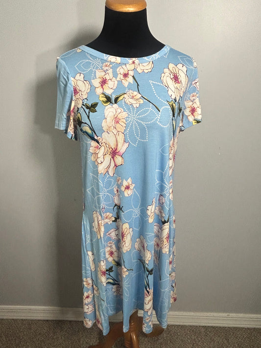 Blue Floral T-Shirt Dress