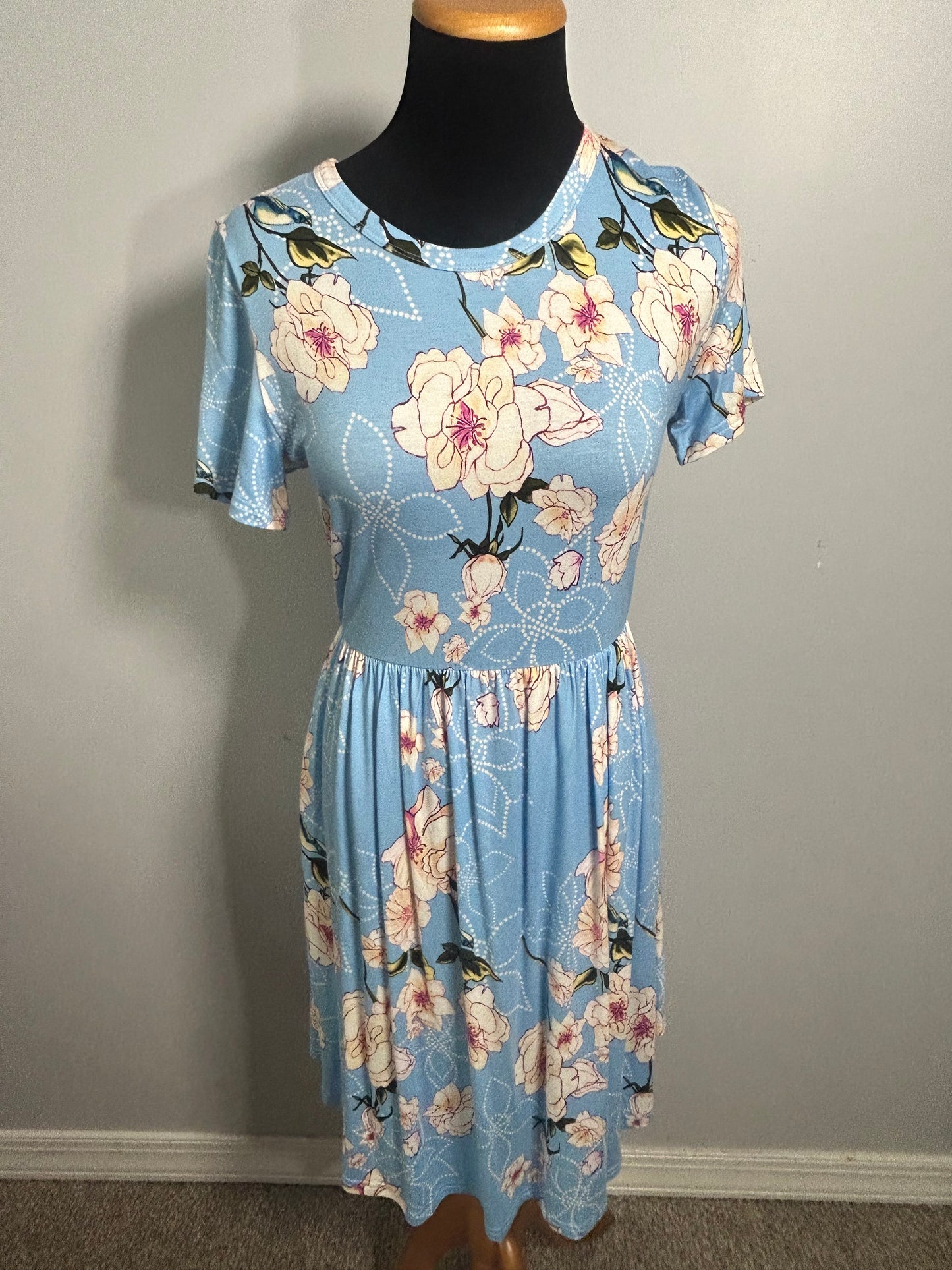 Blue Floral T-Shirt Dress