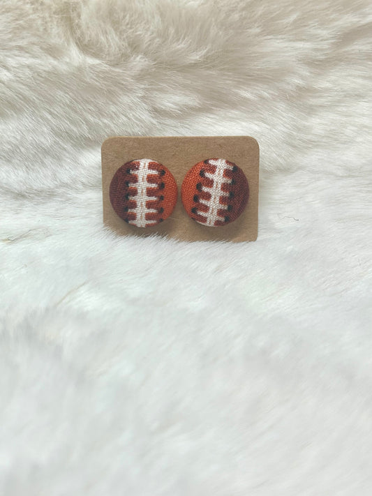 Football Button Earrings