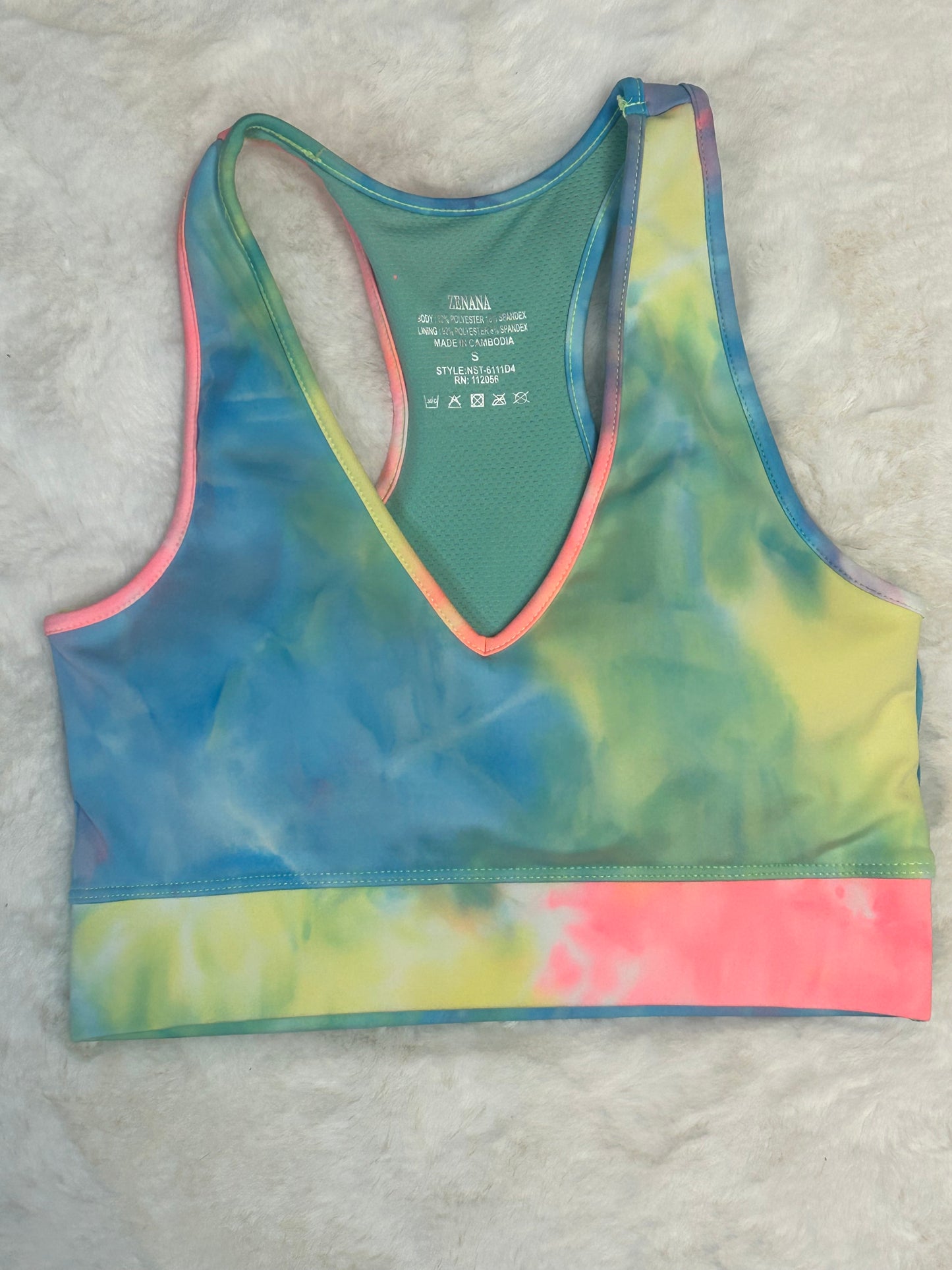 Zenana Tie Dye Sports Bra V-Neck