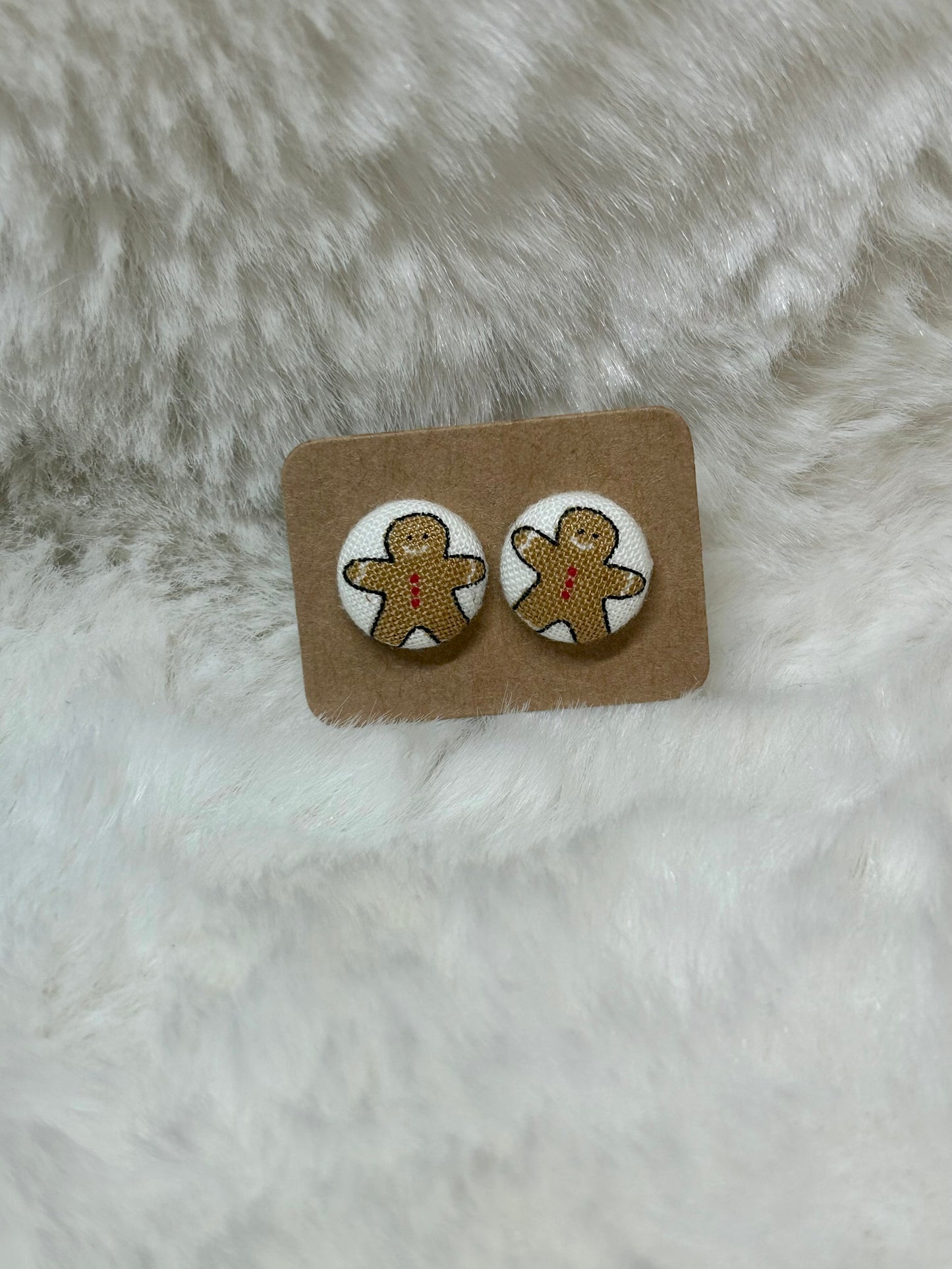 Gingerbread Button Earring