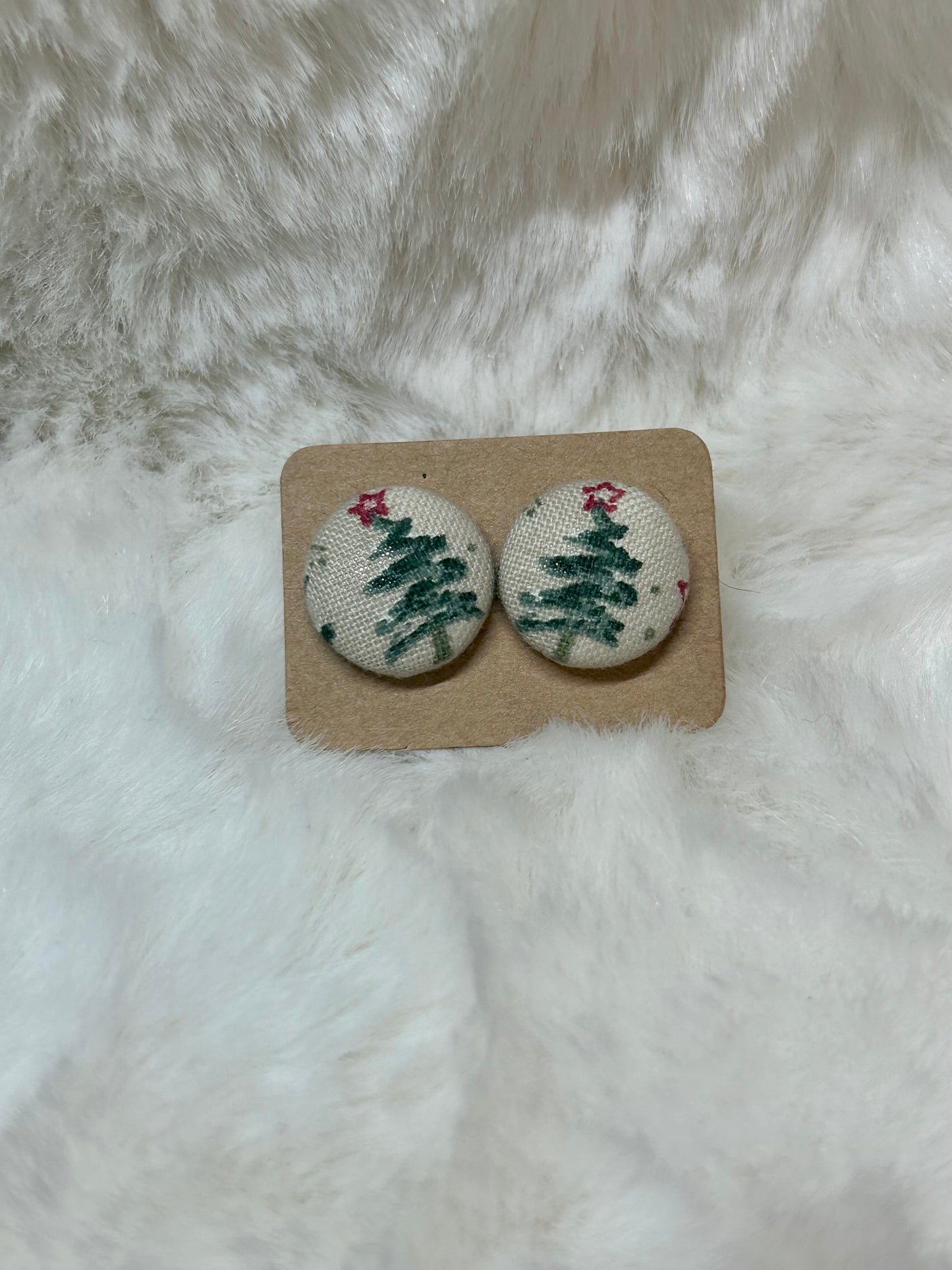 Christmas Tree Button Earring