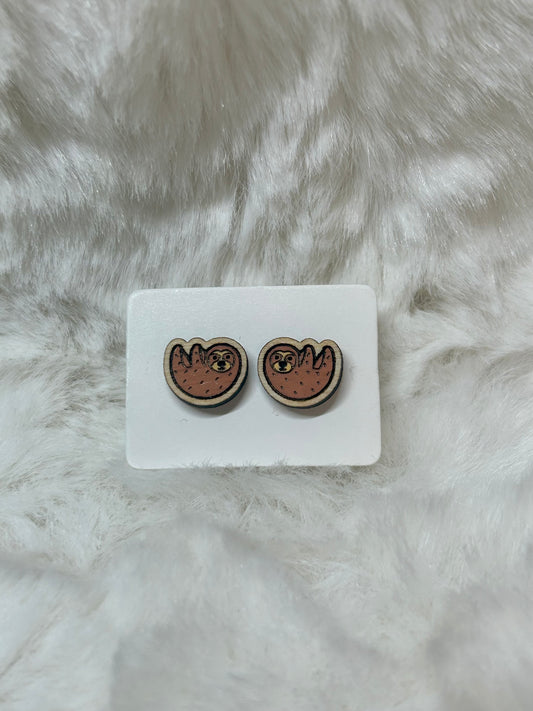 Wooden Sloth Studs