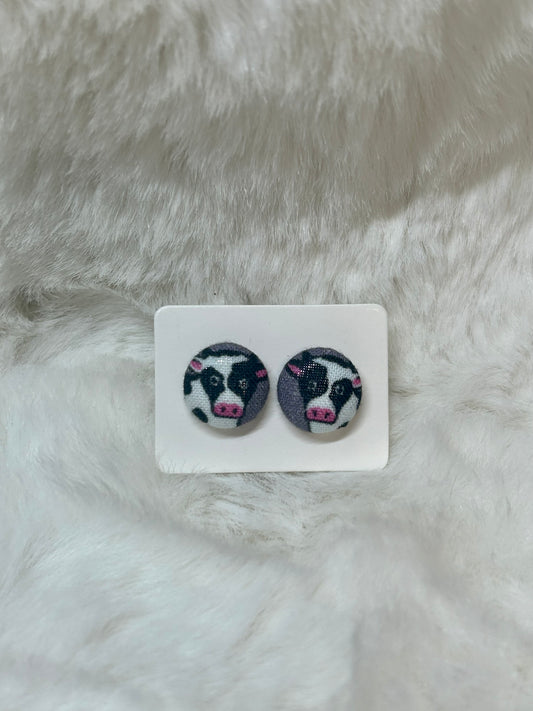 Cow Button Earrings