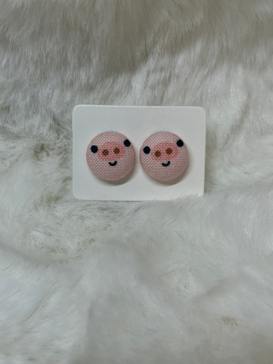 Piggy Face Button Earrings