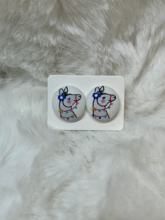 Llama Button Earrings