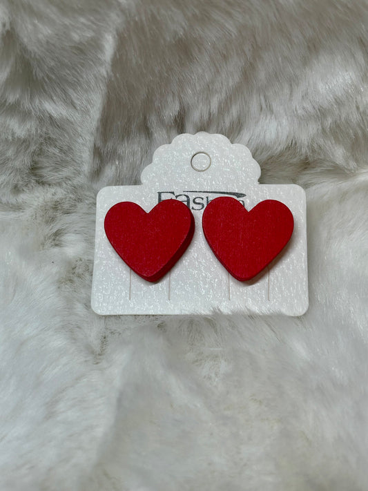 Wooden Heart Studs