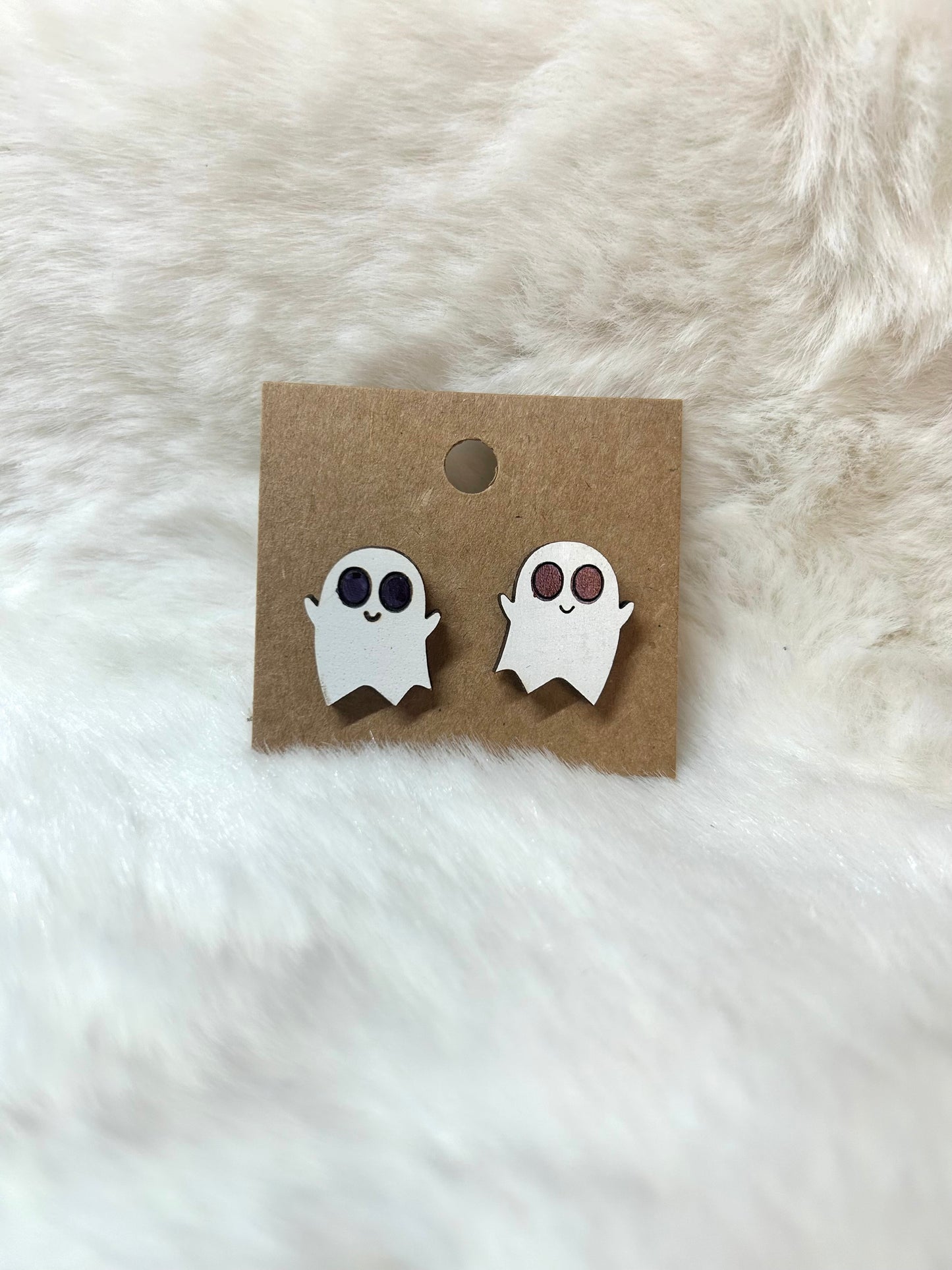 Ghost Wood Stud Earring-Hand Painted