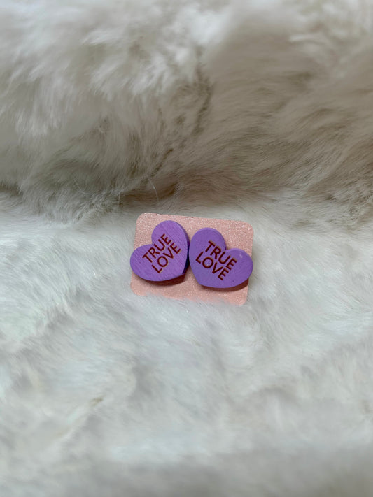 True Love Wood Stud Earring