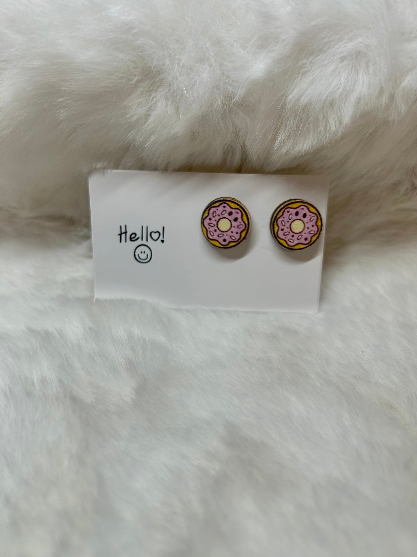 Donut Wood Stud Earring