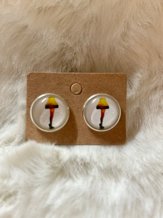 Leg Lamp Button Earrings