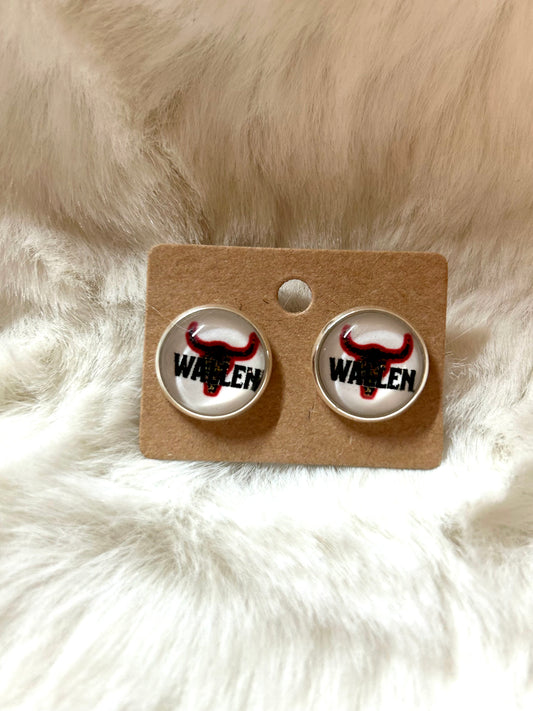 Wallen Red Horns Button Earrings