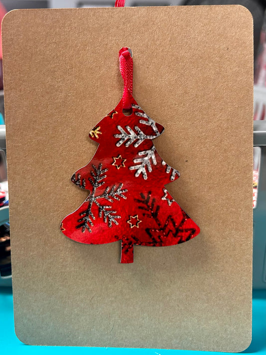 Red Snowflakes Tree Shaped Ornament