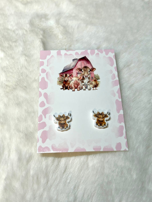 Baby Highland Cow Earrings