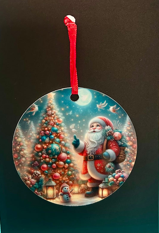 Metal Santa & Tree Ornament