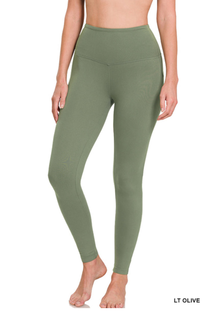 Zenana Premium Microfiber Wide Waistband Leggings