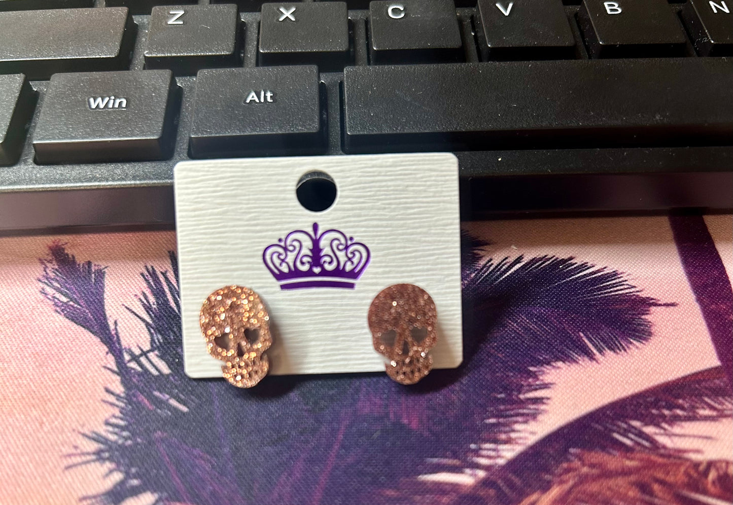 Glitter Skull Earrings