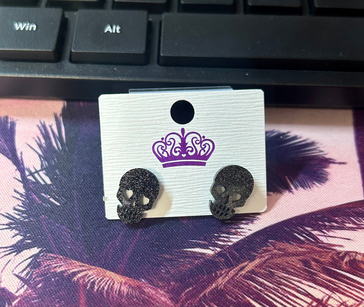 Glitter Skull Earrings